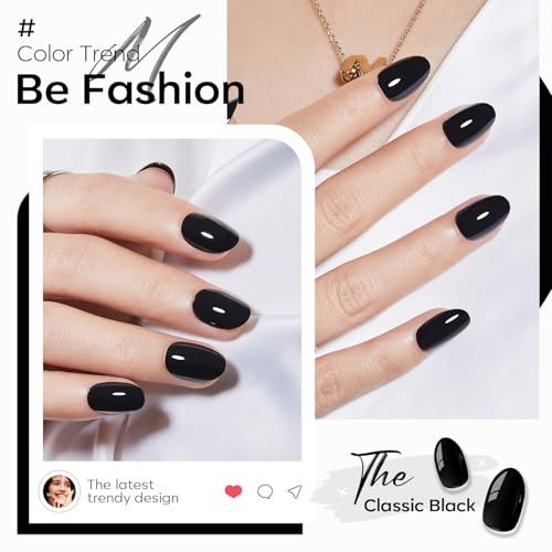Short Oval Press-On Nails Kit for Easy, At-Home Manicures, Perfect for Gifting (Black)