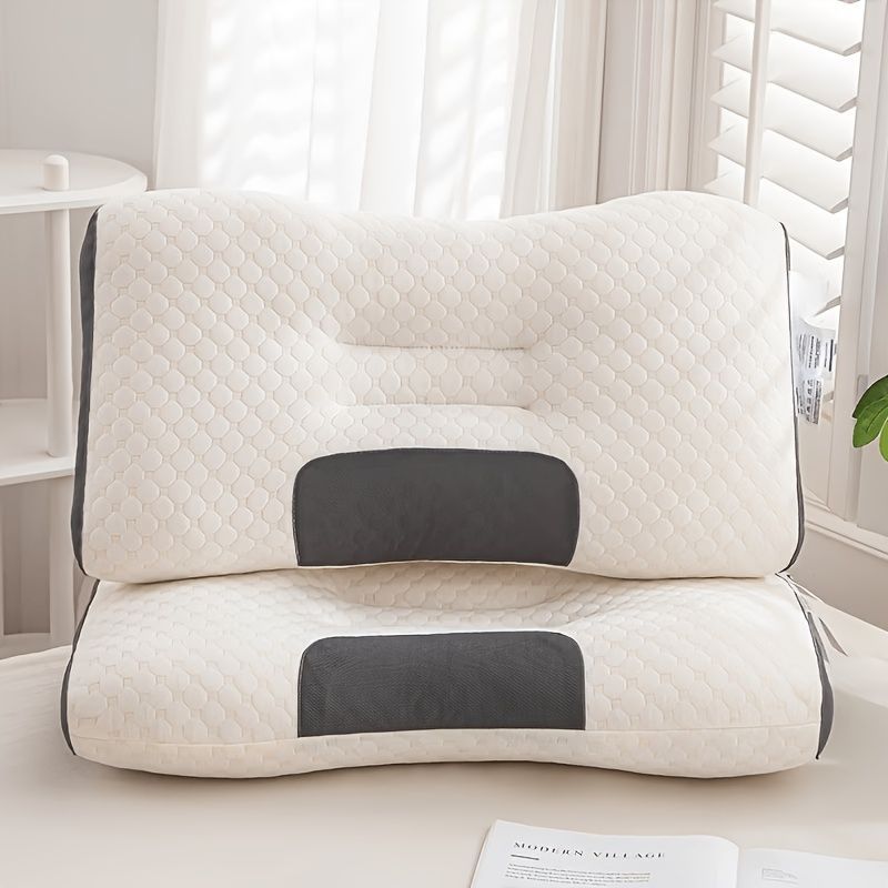 Ergonomic Pillow Memory Foam Pillow Neck Support Pillow Cooling Pillow - black and white - Size 48-74