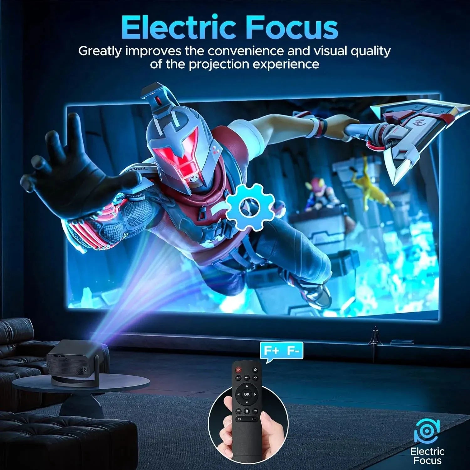 5G 4K Mini Projector Black with WiFi 6, Bluetooth, HDMI, USB, Android 11, 720P Resolution