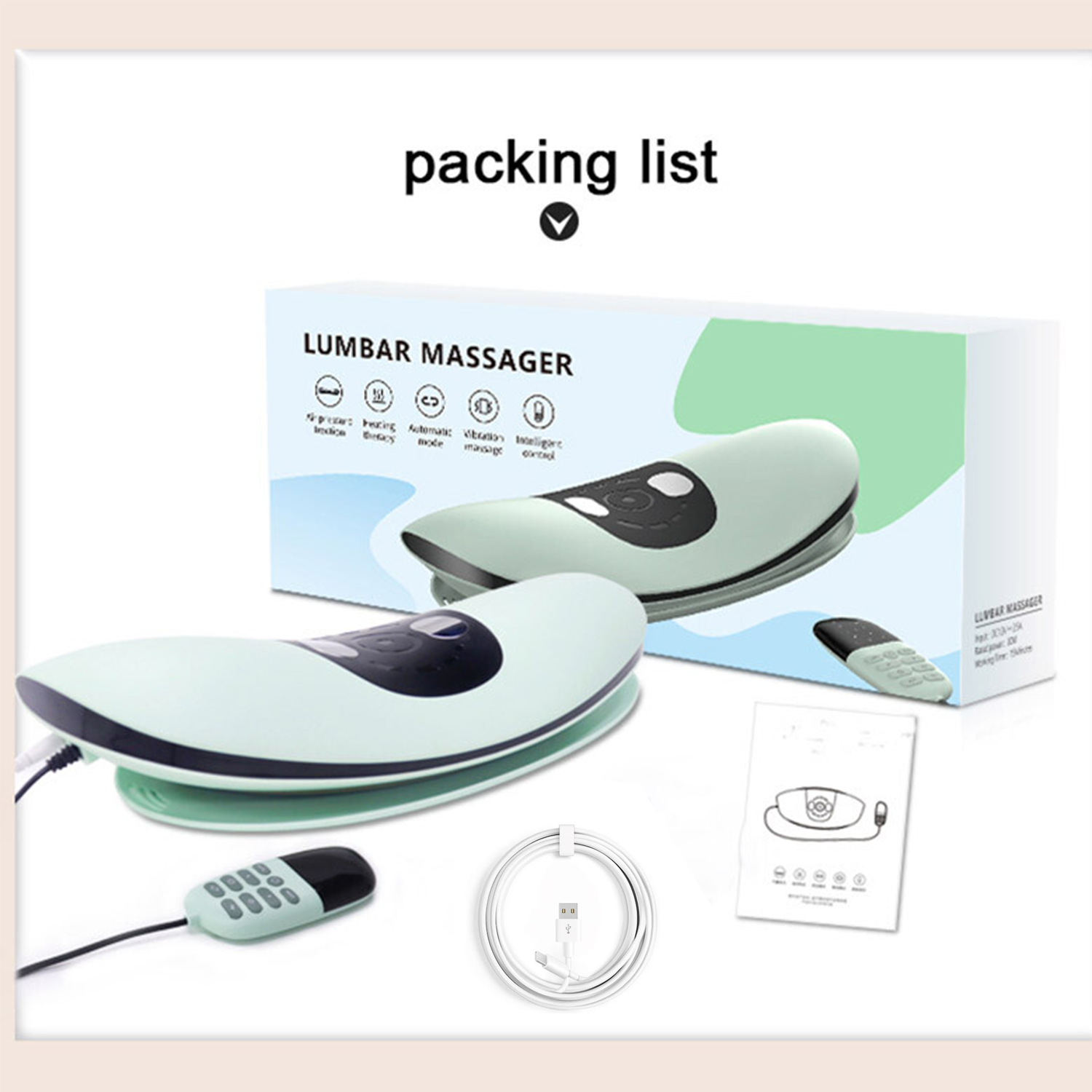 AirBag Heated Lumbar Traction Lower Back Massager & Stretcher EMS Therapy Remote