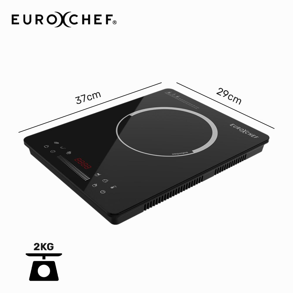 EUROCHEF Induction Benchtop Cooktop, 2000W, 9 Heat Levels, Fast Electric Portable Cooker, Touch Controls with Slider