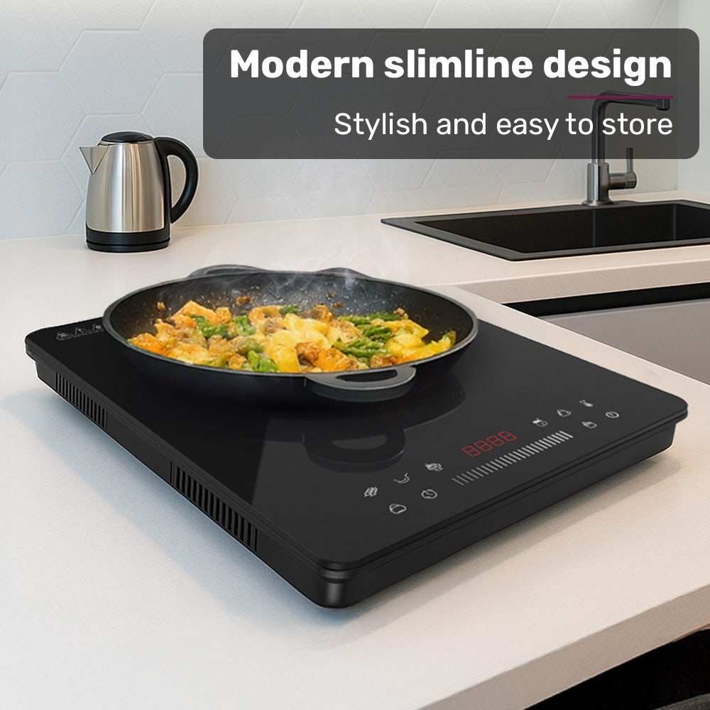 EUROCHEF Induction Benchtop Cooktop, 2000W, 9 Heat Levels, Fast Electric Portable Cooker, Touch Controls with Slider