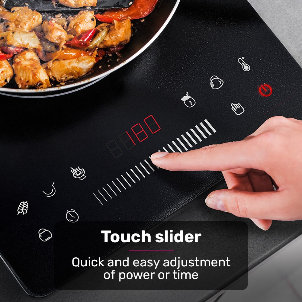 EUROCHEF Induction Benchtop Cooktop, 2000W, 9 Heat Levels, Fast Electric Portable Cooker, Touch Controls with Slider