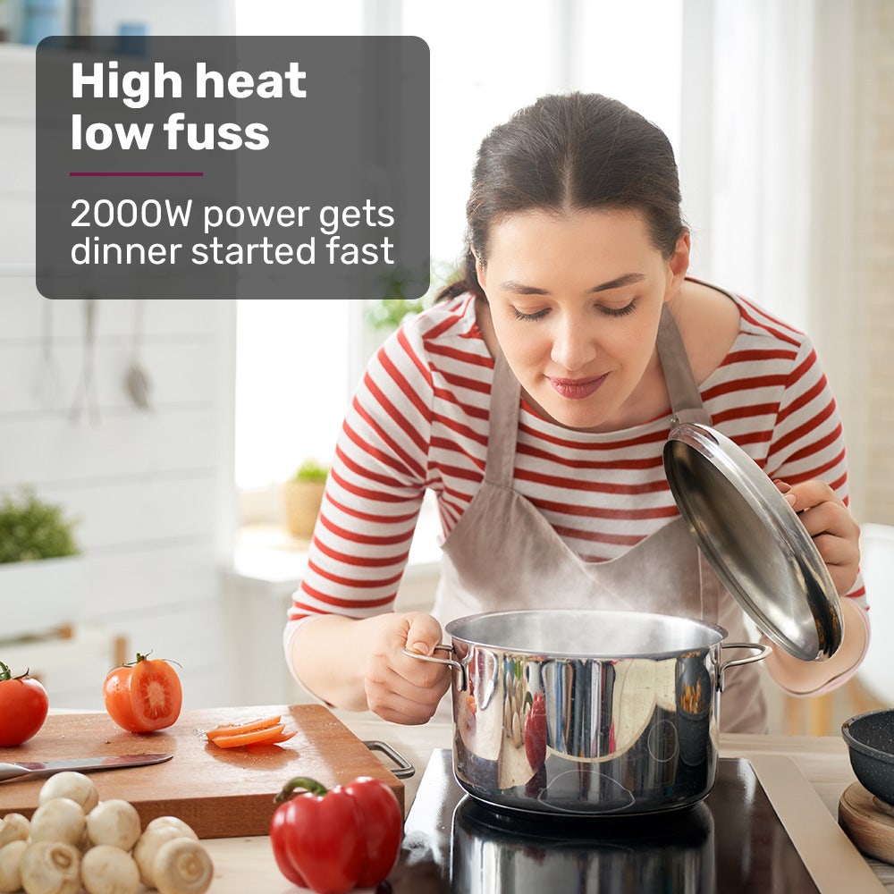 EUROCHEF Induction Benchtop Cooktop, 2000W, 9 Heat Levels, Fast Electric Portable Cooker, Touch Controls with Slider