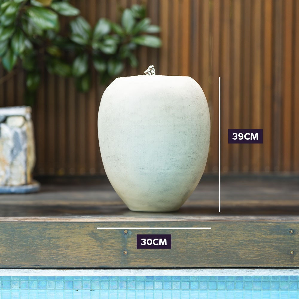 Protege Pot Style Solar Water Feature Fountain, with Panel Kit, LED Lights, Light Grey