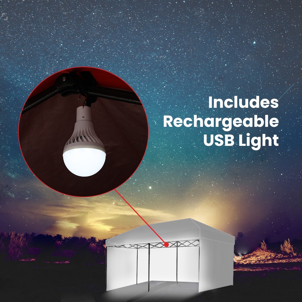 RED TRACK Accessory Pack for 6x3m White Gazebo, includes Walls, Wheeled Carry Bag, Rechargeable USB Lamp