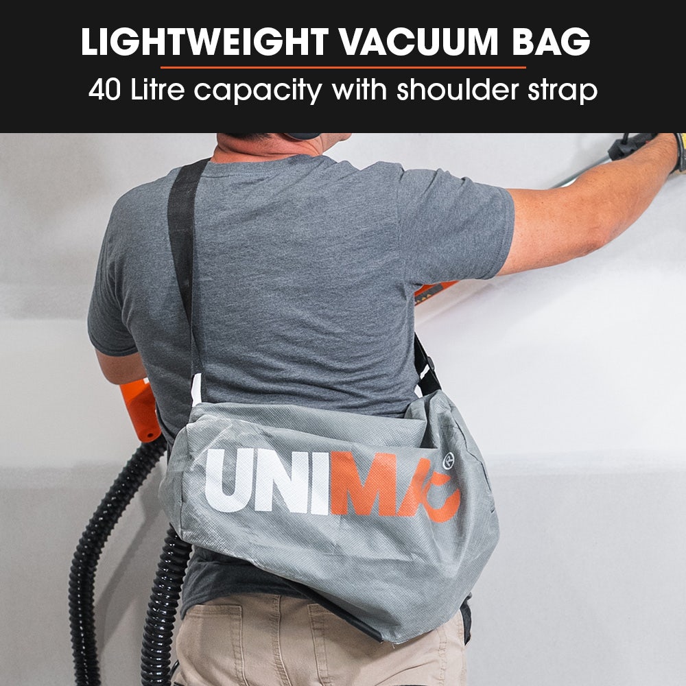 Unimac 225mm 750W Telescopic Long Reach Dry Wall Sander Kit, Foldable, Vacuum System, LED Worklight, 6x Sanding Discs