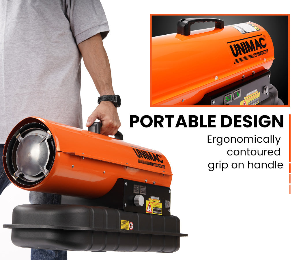UNIMAC 20KW Portable Industrial Diesel Direct Forced Air Space Heater, Commercial Grade for Warehouse Worksite Shed Drying Greenhouse Agricultural Breeding