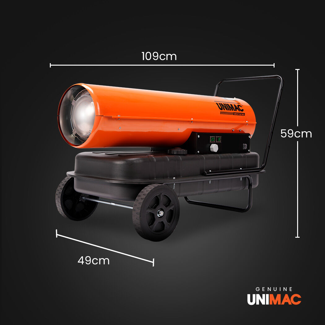 UNIMAC 50KW Portable Industrial Diesel Direct Forced Air Space Heater, Commercial Grade for Warehouse Worksite Shed Drying Greenhouse Agricultural Breeding