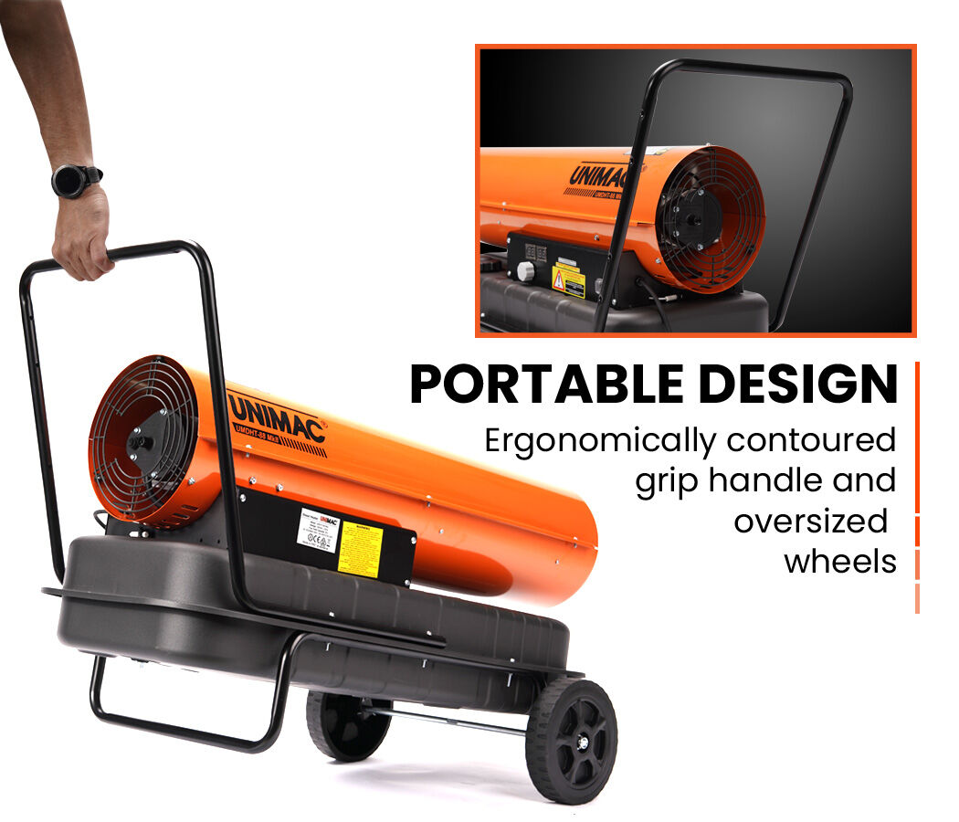 UNIMAC 50KW Portable Industrial Diesel Direct Forced Air Space Heater, Commercial Grade for Warehouse Worksite Shed Drying Greenhouse Agricultural Breeding