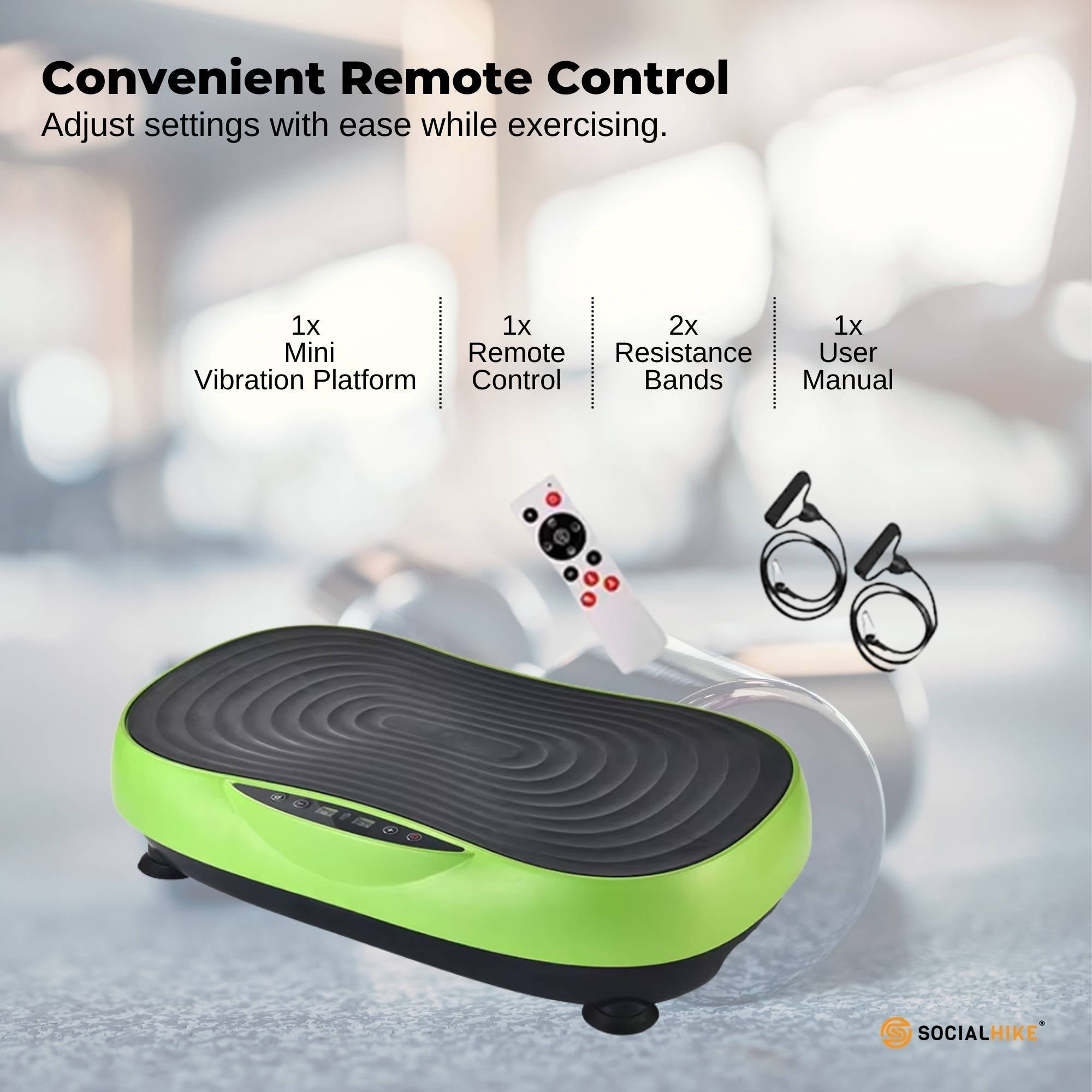 Social Hike 55cm Vibration Plate Machine Full Body Exercise Platform 200W Green