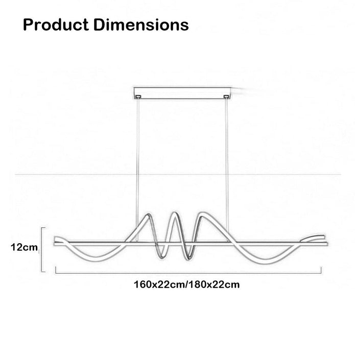 BAMDECOR A202 Modern LED Linear Pendant Lights with Dimmable LED  (160cm/180cm-Black) 1.8 Meters