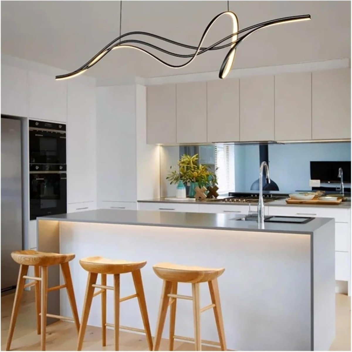 BAMDECOR A203 1.8m Modern minimalist pendant lights for home decoration ceiling pendant light (Black)
