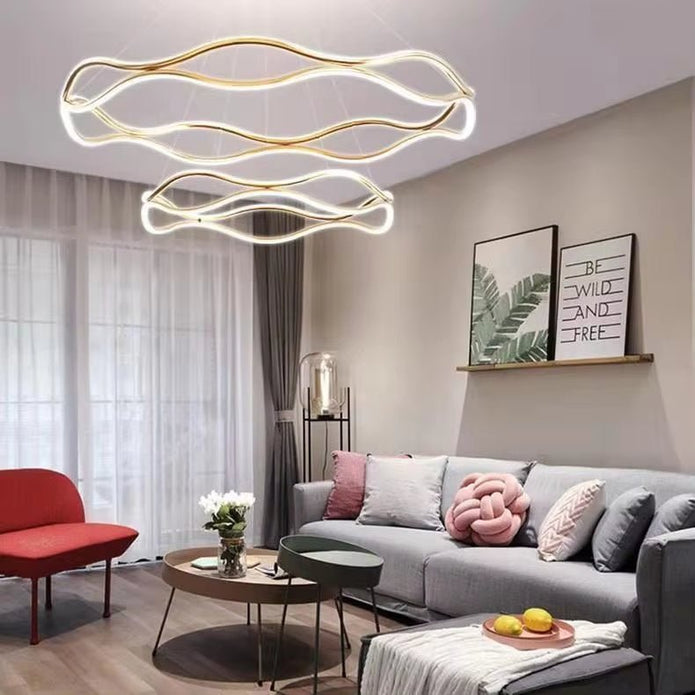 BAMDECOR A212/2 Modern Wavy Art Aluminum Light Fixture for Living Room Bedroom Indoor Decor