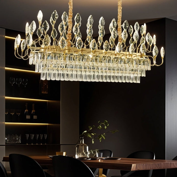 BAMDECOR C3347/OV Modern French Home Decor Luxury Crystal-leaf Chandelier LED Fashion Creativity Pendant Ceiling Lights(120cm-Gold)