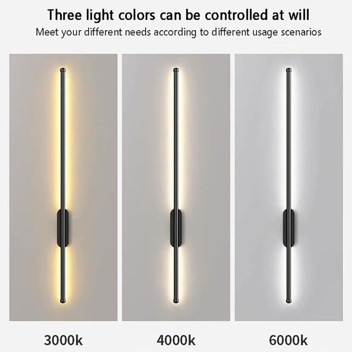 BAMDECOR Modern Minimalist Wall Light Long Tube LED Black Bedside Sconces Wall Lights with with Acrylic Shade, Wall Mounted Deco Lamp for Living Room Bedroom Bracket Light