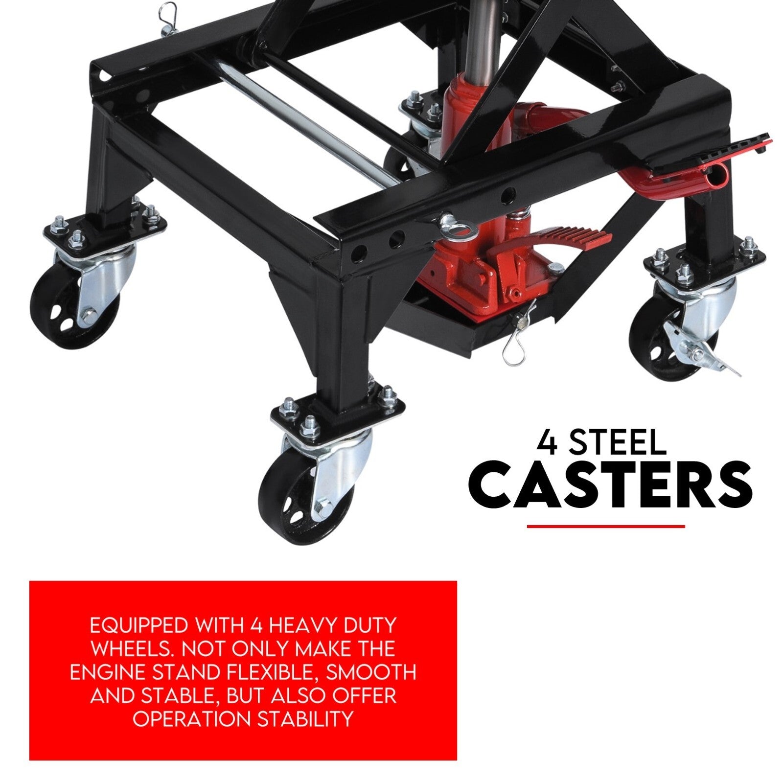Motorcycle Scissor Lift Stand w/ castors 136KG Motorbike Working Bench Jack