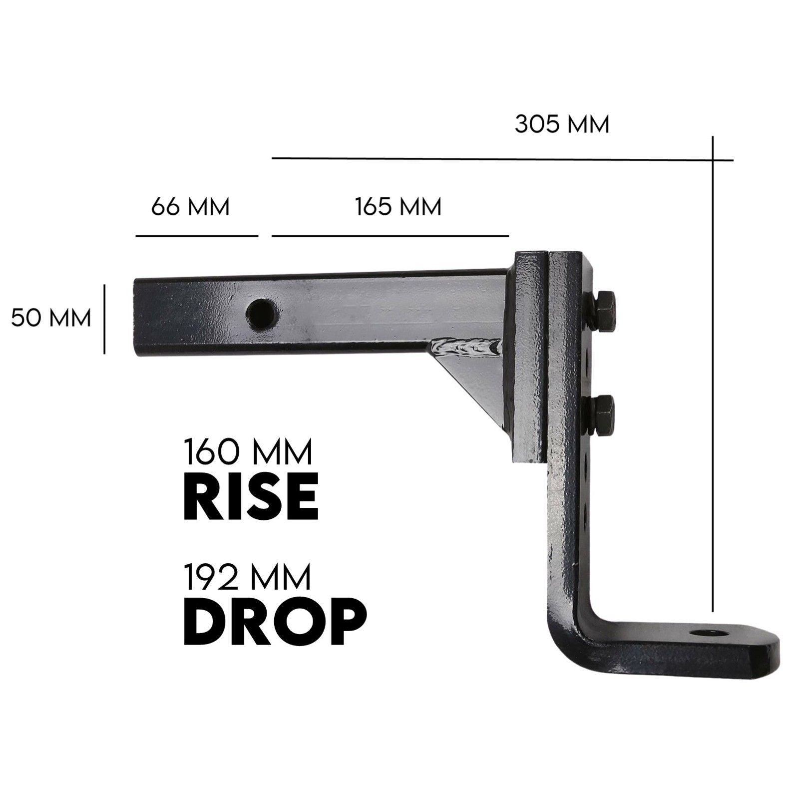 Adjustable Drop Towbar Tow Bar Ball Mount Tongue 2" Hitch Trailer 4000kg