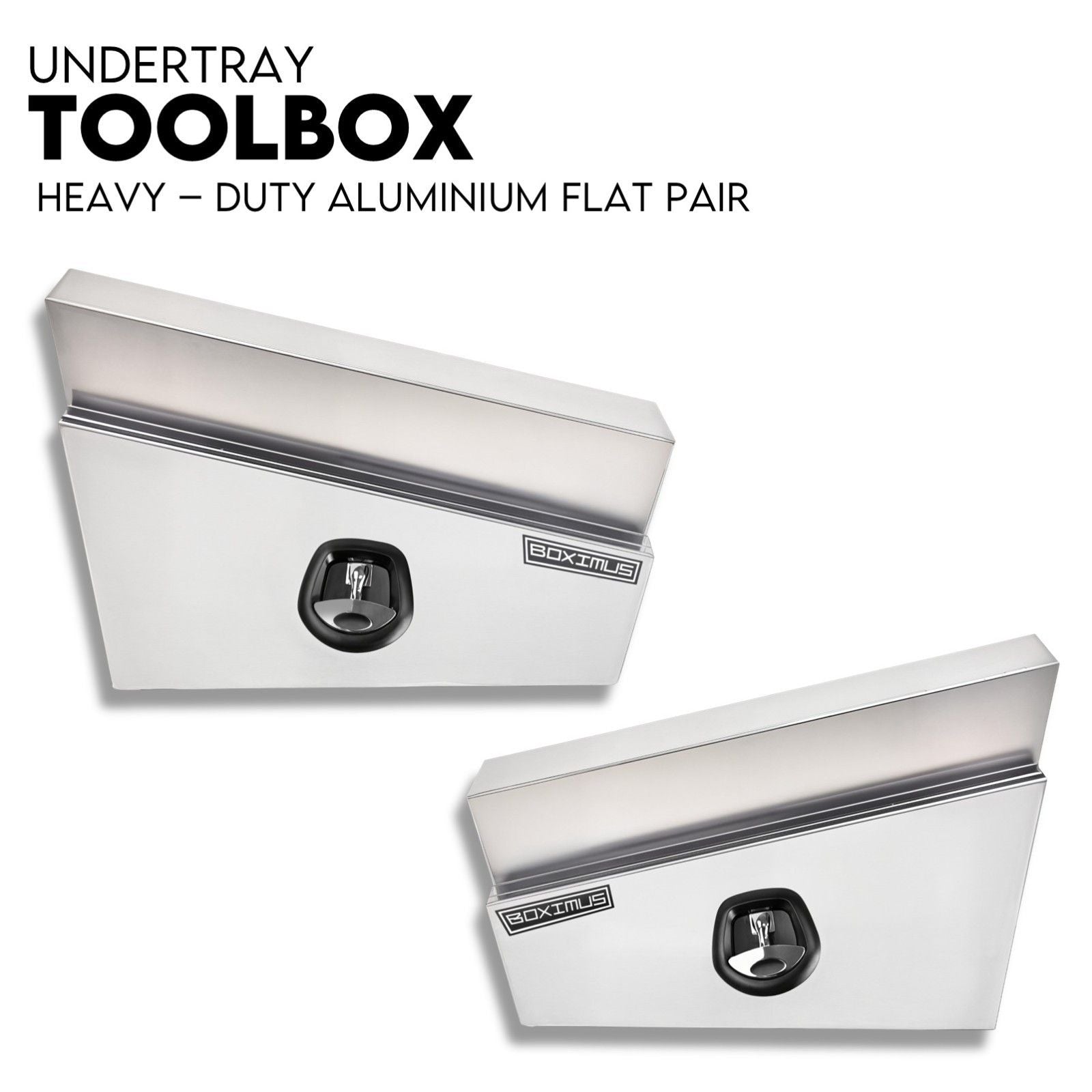 750mm Pair of Undertray Toolbox Aluminium Under Tray Underbody Tool Box Flat UTE