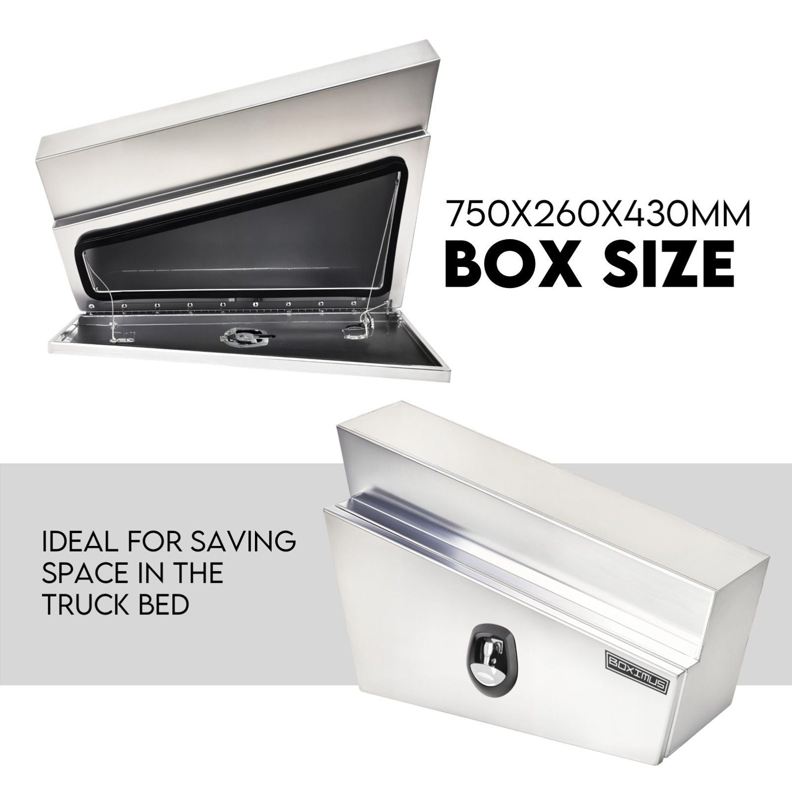750mm Pair of Undertray Toolbox Aluminium Under Tray Underbody Tool Box Flat UTE