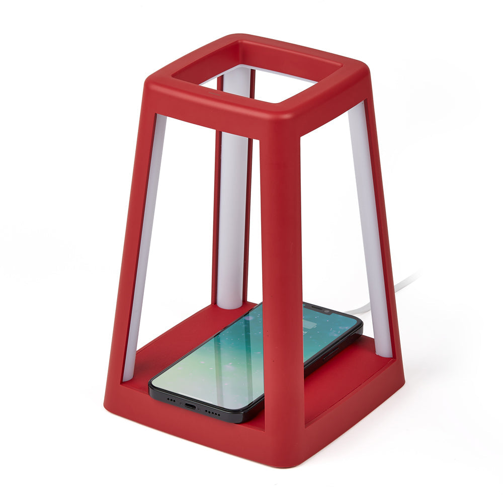 Red Portable LED Lantern Lamp Wireless Charger Table Light
