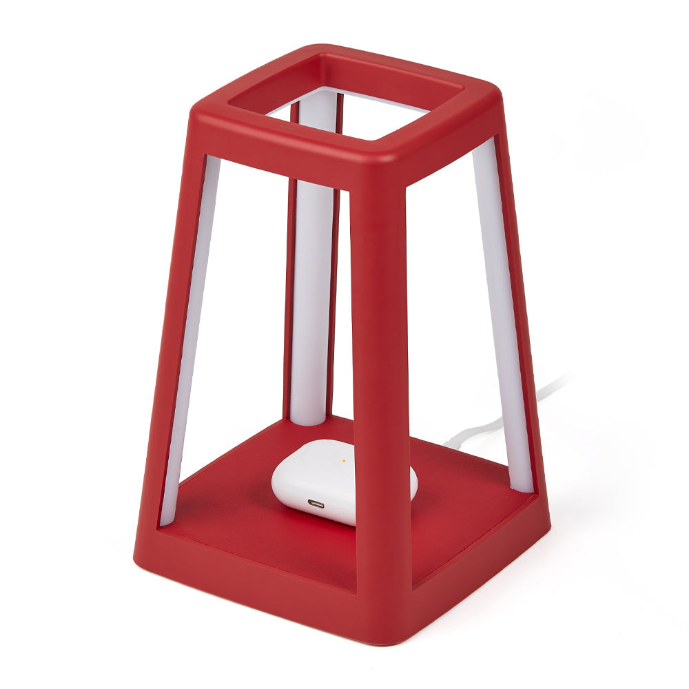 Red Portable LED Lantern Lamp Wireless Charger Table Light