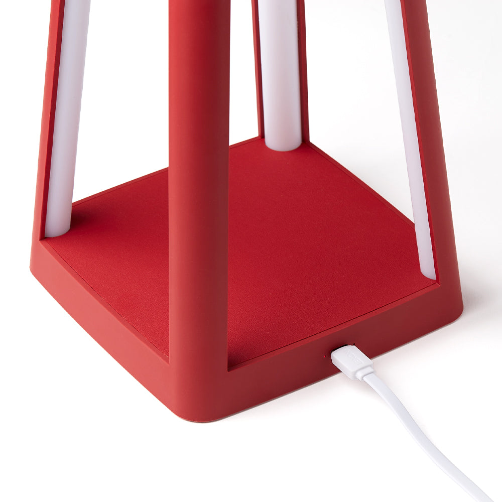 Red Portable LED Lantern Lamp Wireless Charger Table Light