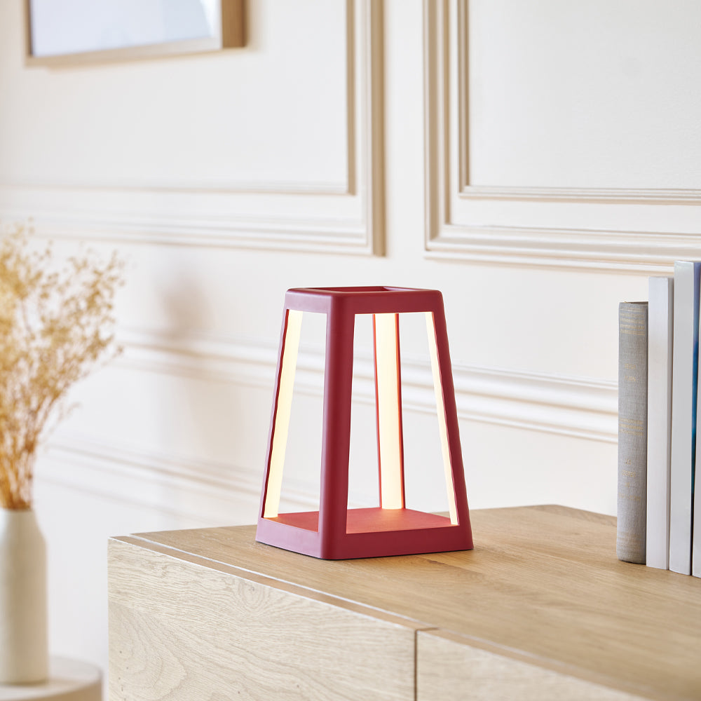 Red Portable LED Lantern Lamp Wireless Charger Table Light