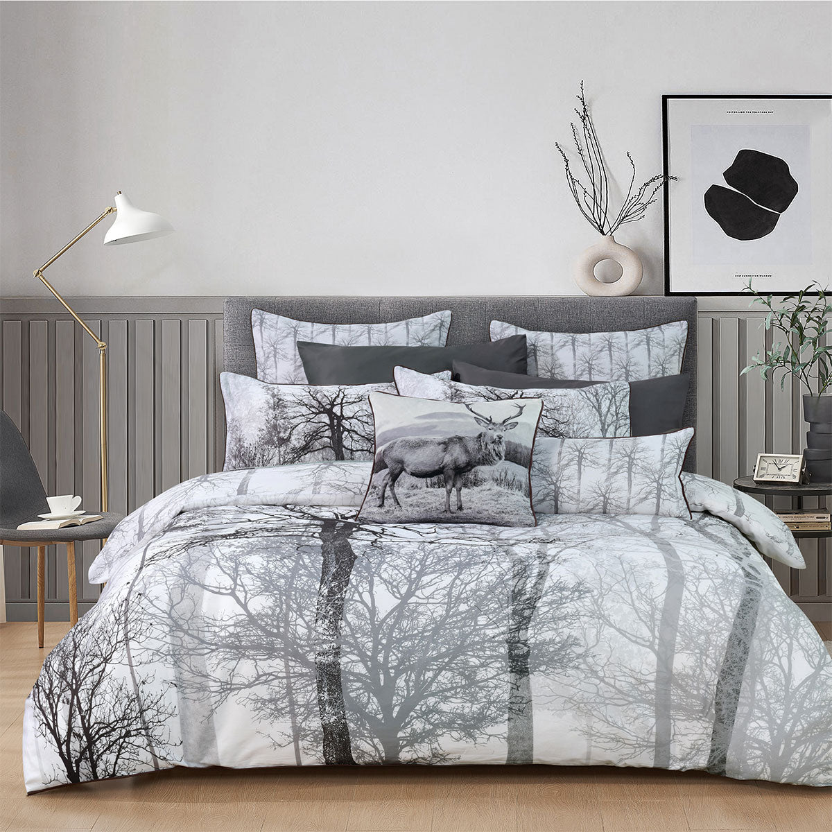 Bianca Myrtleford Grey Cotton Sateen Quilt Cover Set