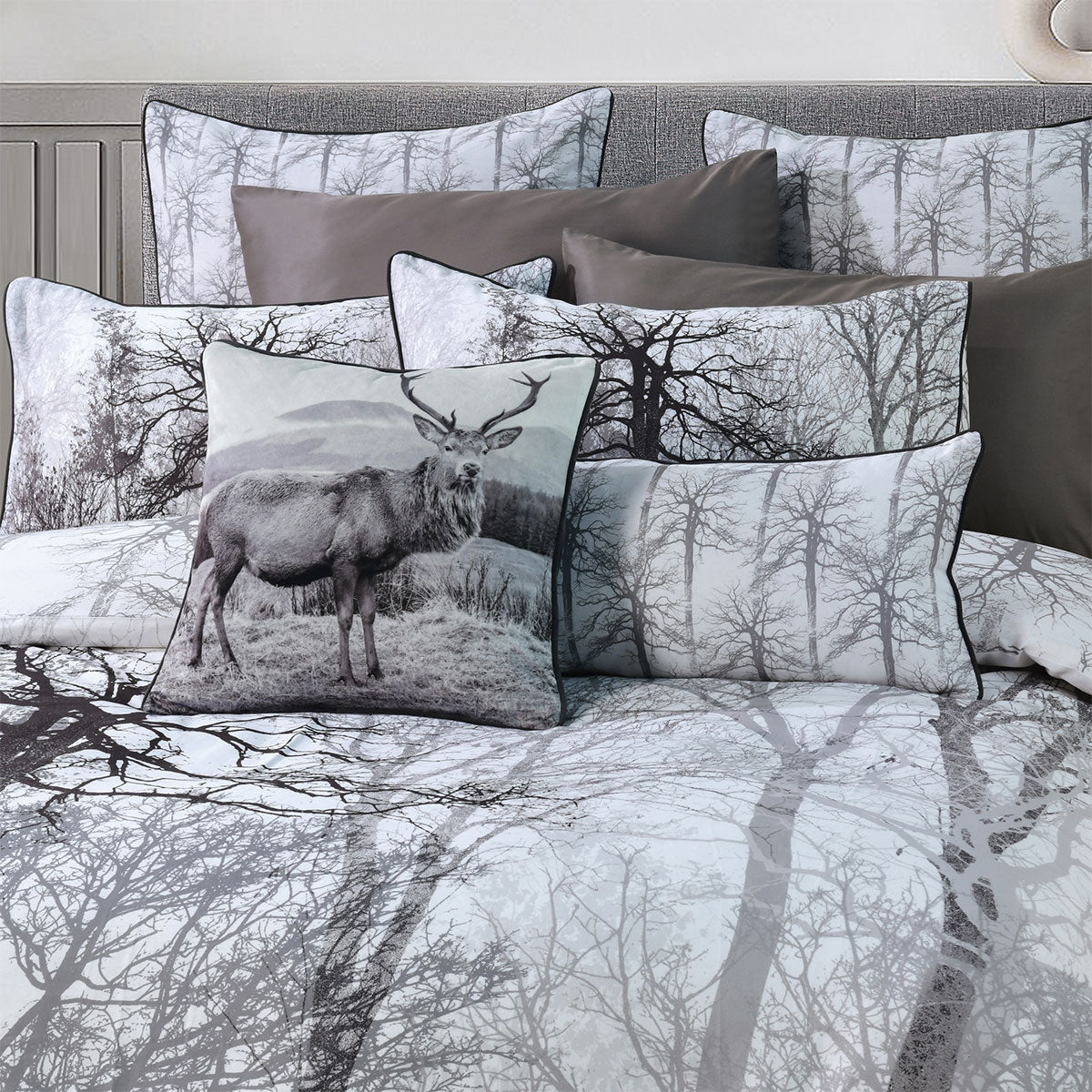 Bianca Myrtleford Grey Cotton Sateen Quilt Cover Set