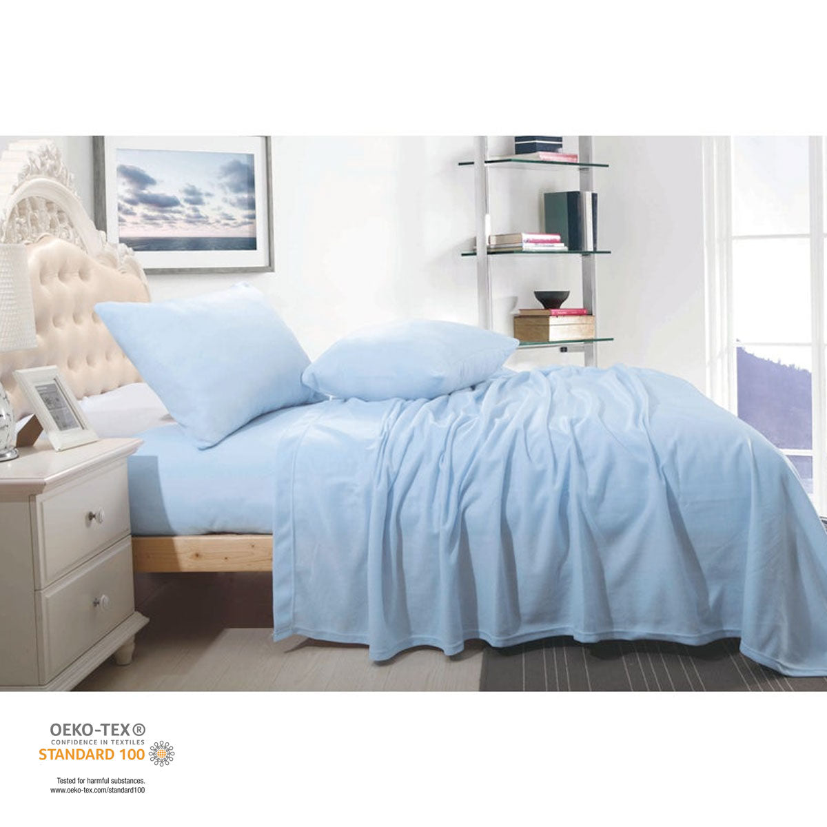 Shangri La Cashmere Touch Micro Flannelette Sheet Set Silver Queen