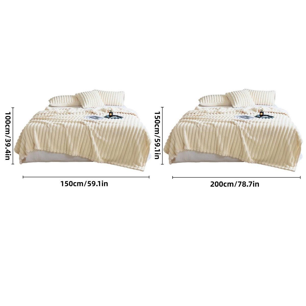Plush Blanket Leisure Blanket Autumn Winter Warm Nap Throw Soft Cozy - Khaki-150x200cm