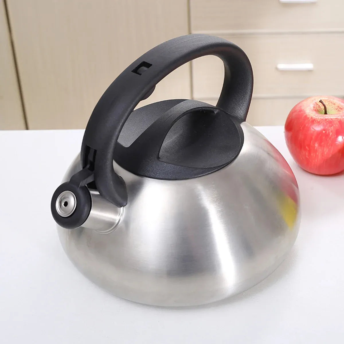 Stainless Steel Whistling Kettle 3L Matte Silver Stove Top Induction Gas Teapot