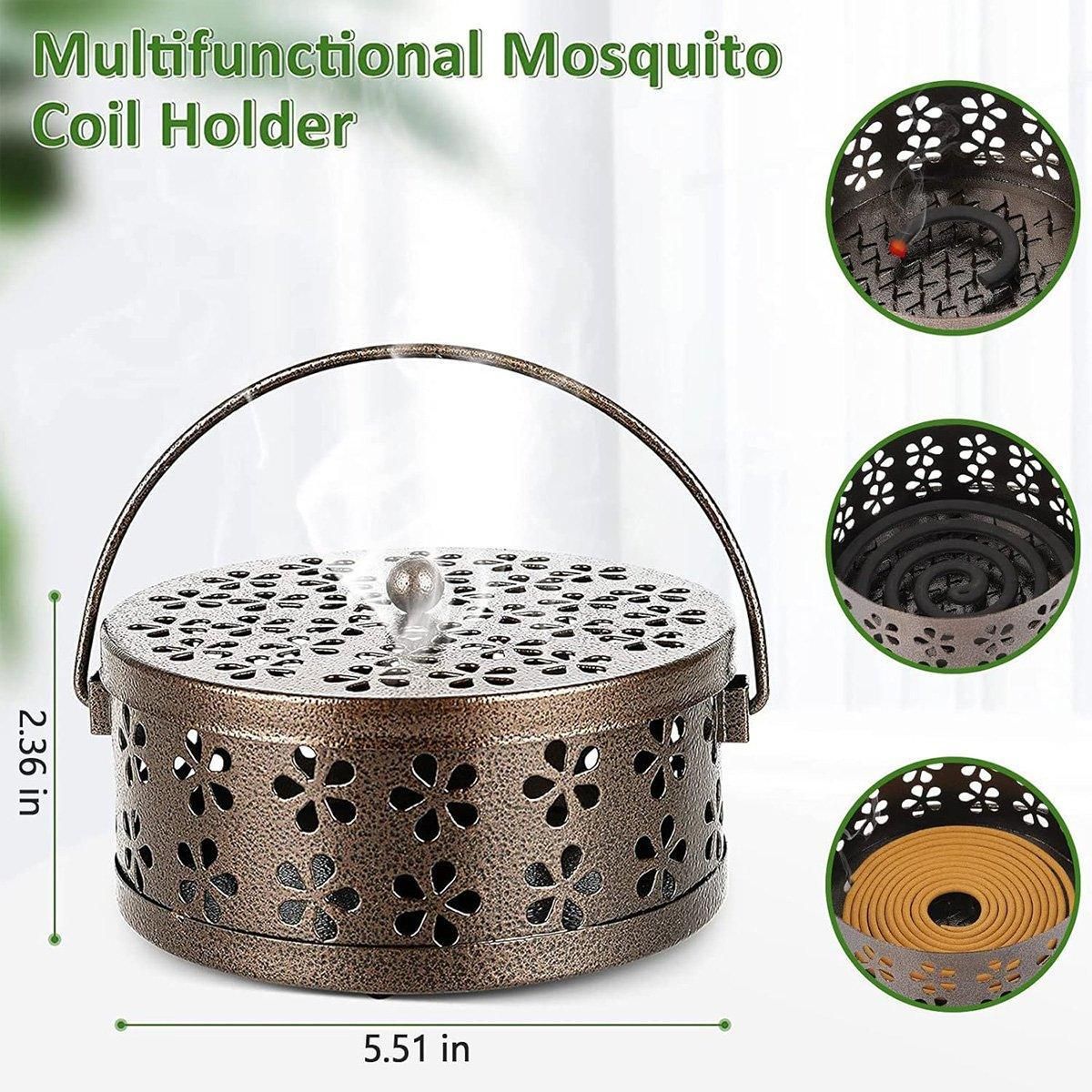 Iron Mosquito Incense Box Fireproof Tray Stand Indoor Household Incense Holder - Black