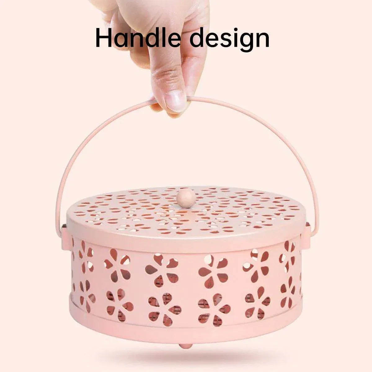 Iron Mosquito Incense Box Fireproof Tray Stand Indoor Household Incense Holder - Pink
