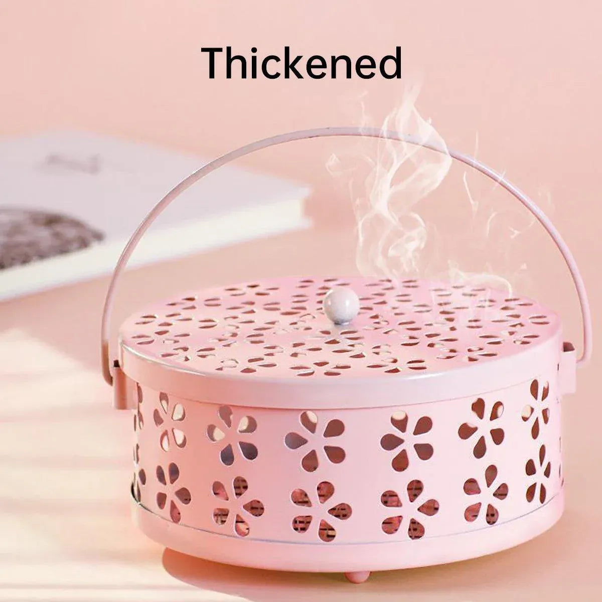 Iron Mosquito Incense Box Fireproof Tray Stand Indoor Household Incense Holder - Pink