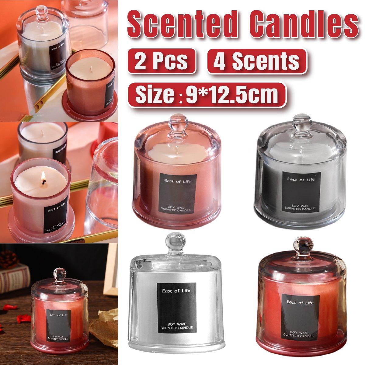 2Pcs Smokeless Glass Aromatherapy Candles Scented Gift Set for Relaxation - Velvet Rose