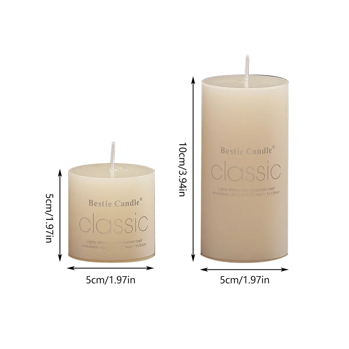 12pcs White Cylindrical Pillar Candles For Wedding Decor Long Burning Unscented - 5x10cm