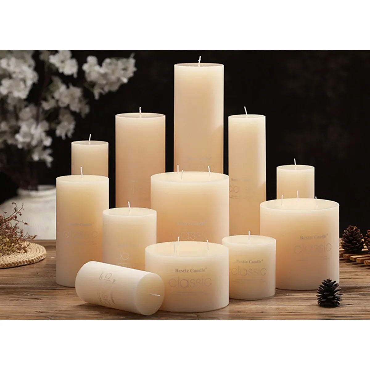 12pcs White Cylindrical Pillar Candles For Wedding Decor Long Burning Unscented - 5x10cm