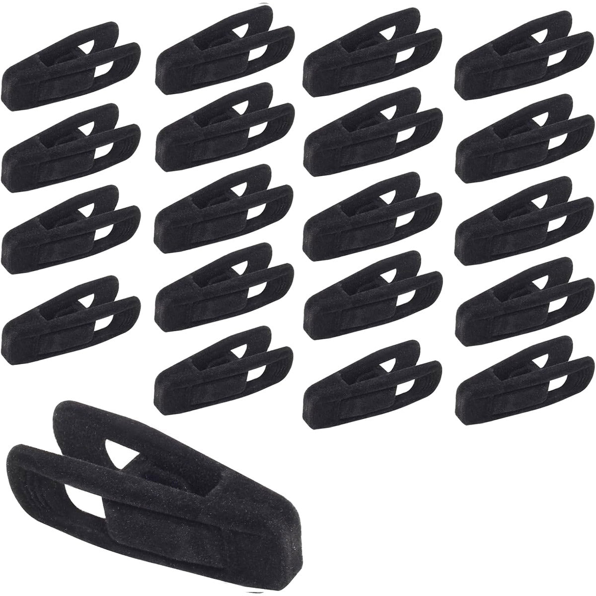 Clothes Drying Clips 20 Pack Velvet Flocking Trouser Pegs Hanger Grip Clamp Set - Rose Red
