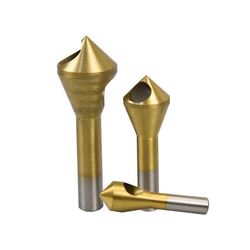 4PCS HSS Countersink Chamfer Drill Bit Set Titanium Coated Deburring Tools