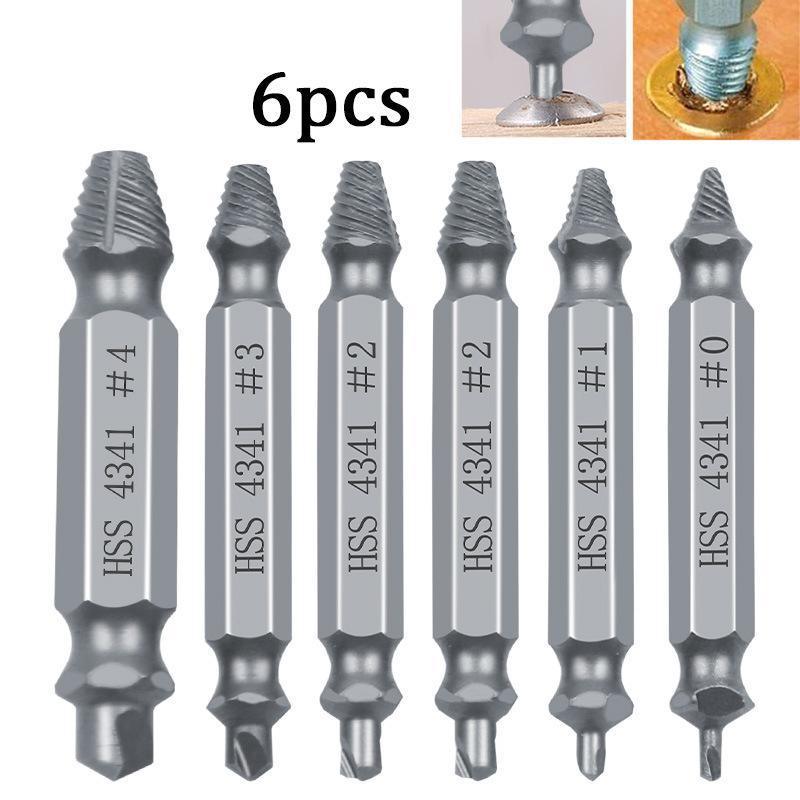 6Pcs Damaged Screw Extractor Set Easy Out Broken Drill Bit Remover Kit Speed Out