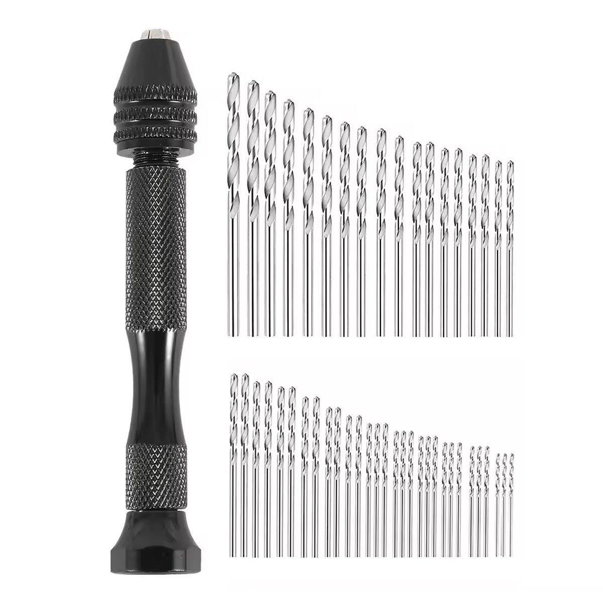 49pcs Mini Hand Drill Vise Hand Bits Twist Woodworking Set Precision Pin Tool