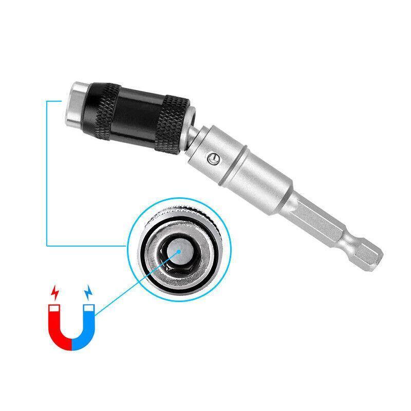 Pivoting Screwdriver Bit Holder Swivel Drill Adapter Tool for Impact Driver - Silver