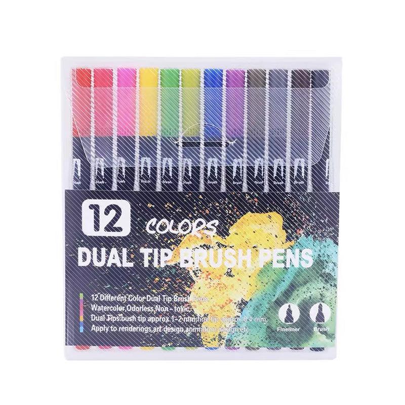12-120 Watercolor Brush Pen Set Artist Sketch Marker - White-36 Colours