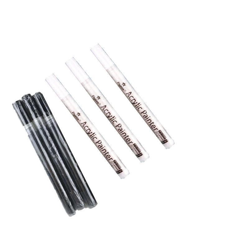 Flysea 12-80 Colours Acrylic Paint Pens Painting Stone Ceramic Glass Markers 0.7 - White*6 Set