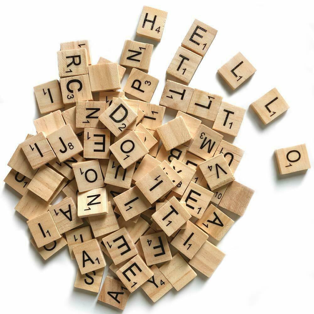 20X Wooden Alphabet Scrabble Tiles A-Z Letters and Numbers DIY Craft Game Pieces - Letter D 20pcs