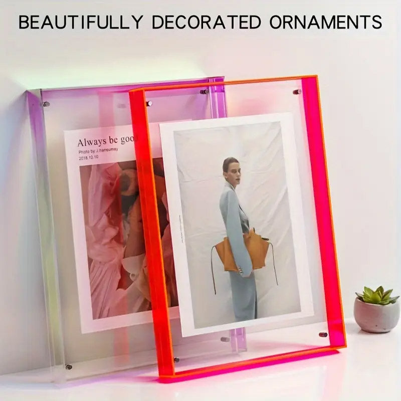 Acrylic Photo Frame Double-Sided Clear Display with Screw Mount – 16x21cm - Grey