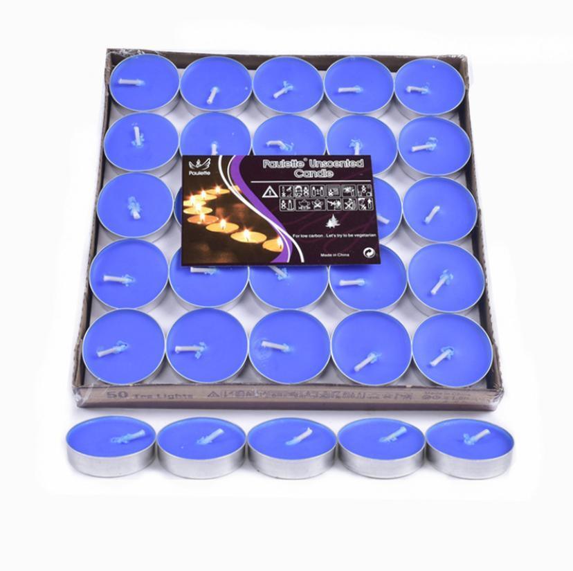 Tealight Candles 10 or 50 Pack Unscented Long Burning for Wedding Party Decor - Red- 4 Hours50PCS