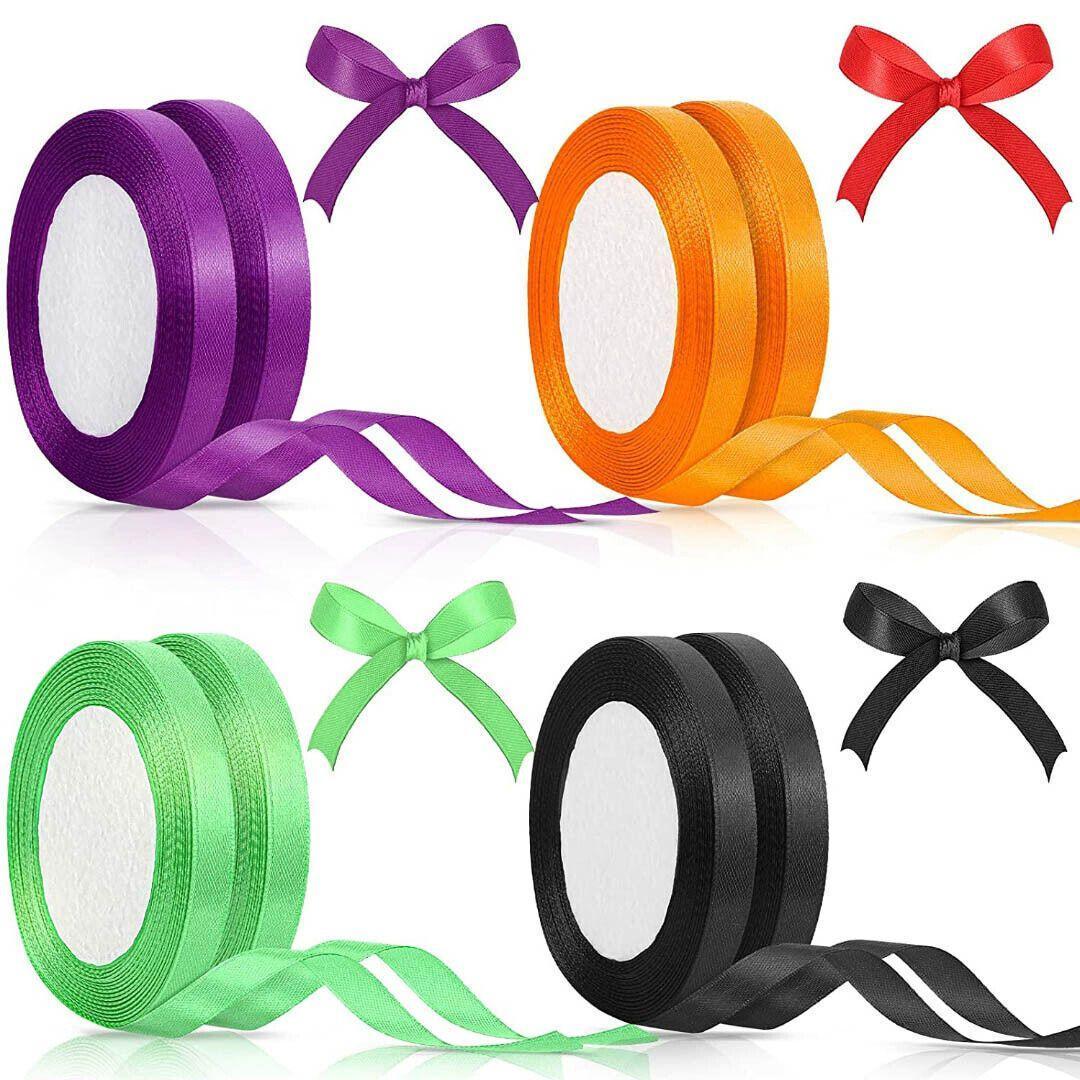 10mm Width Satin Hair Ribbon Wedding Party Decoration Gift Banquet 3m - Fluorescein Red